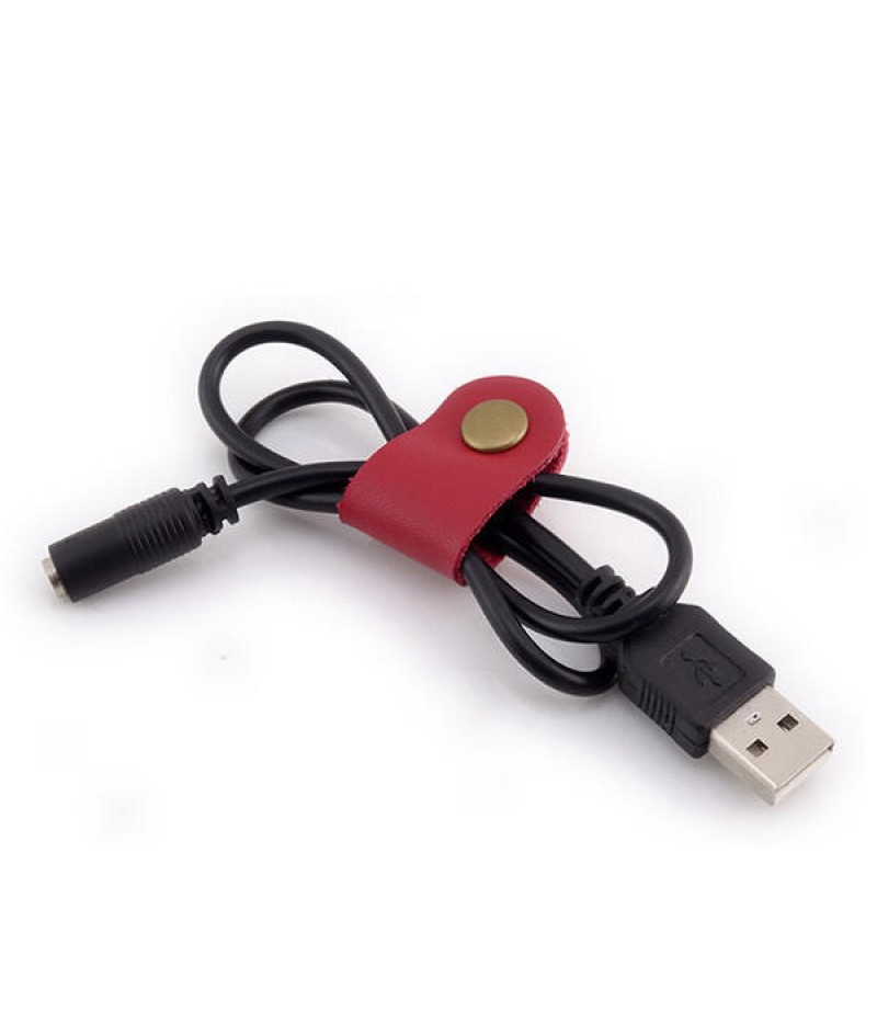 Soft Leather Snap Fastener Earphone Wire USB Cable Organizer Bobbin Winder