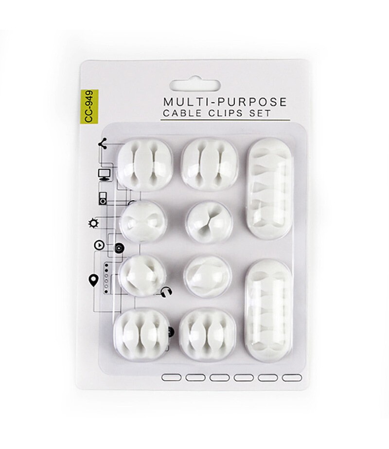  10PCS/ Set Pure Soft TPR Desktop Wire Organizer Neat Arrangement Headphone USB Charger Computer Cable Clips Holder Cord M
