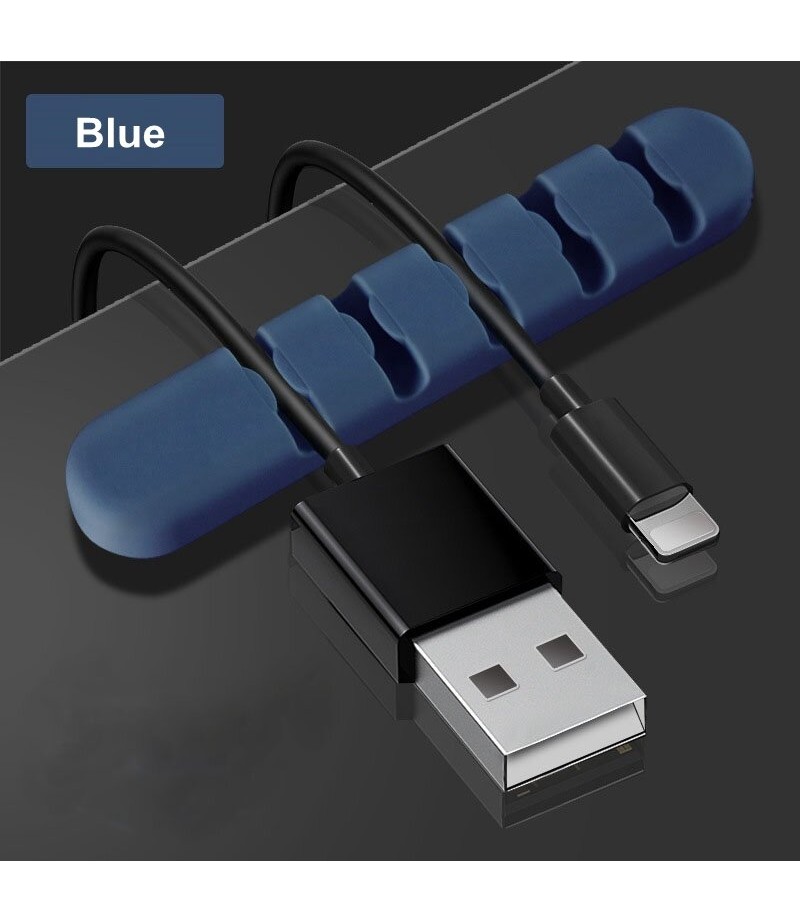  5-Channel Silicone Wire Clip Holder Earphone USB Cable Cord Winder Wrap Cable Organizer Management - Red