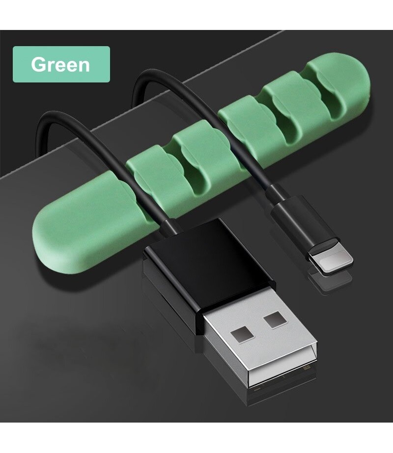  5-Channel Silicone Wire Clip Holder Earphone USB Cable Cord Winder Wrap Cable Organizer Management - Red