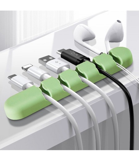  5-Channel Silicone Wire Clip Holder Earphone USB Cable Cord Winder Wrap Cable Organizer Management - Red