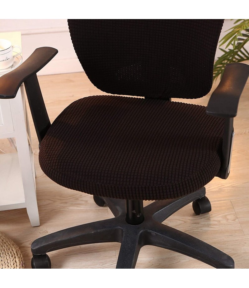 Office Computer Chair Cover Stretchable Rotate Swivel Chair Seat Covers - Wine Red