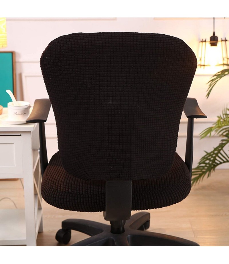 Office Computer Chair Cover Stretchable Rotate Swivel Chair Seat Covers - Wine Red