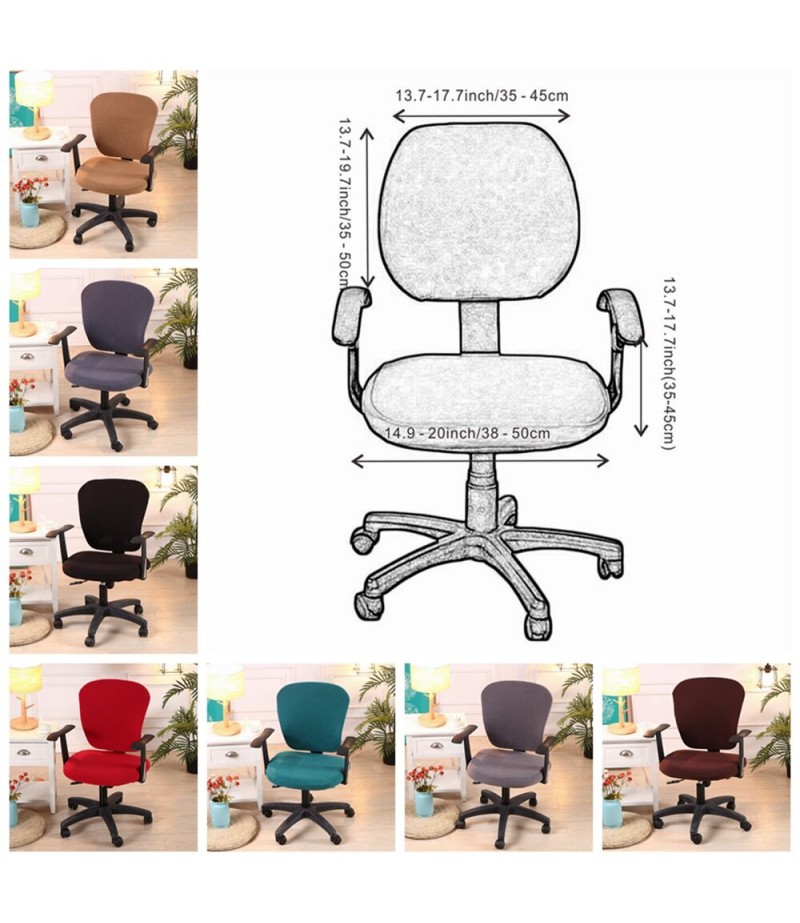 Office Computer Chair Cover Stretchable Rotate Swivel Chair Seat Covers - Wine Red