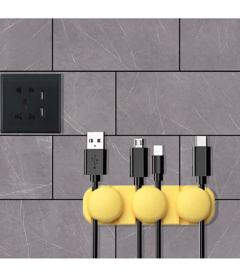  Silicone Cable Organizer Desktop Self-adhesive Organizer - Black 004