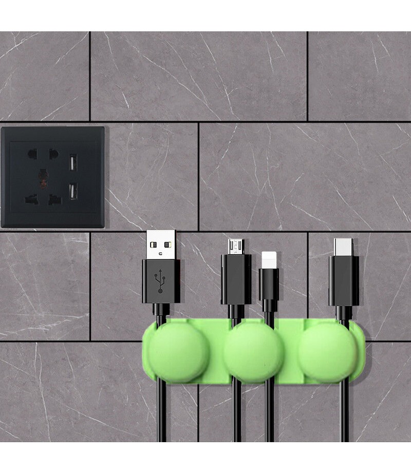  Silicone Cable Organizer Desktop Self-adhesive Organizer - Black 004