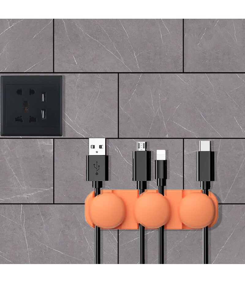  Silicone Cable Organizer Desktop Self-adhesive Organizer - Black 004