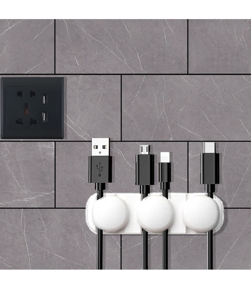  Silicone Cable Organizer Desktop Self-adhesive Organizer - Black 004