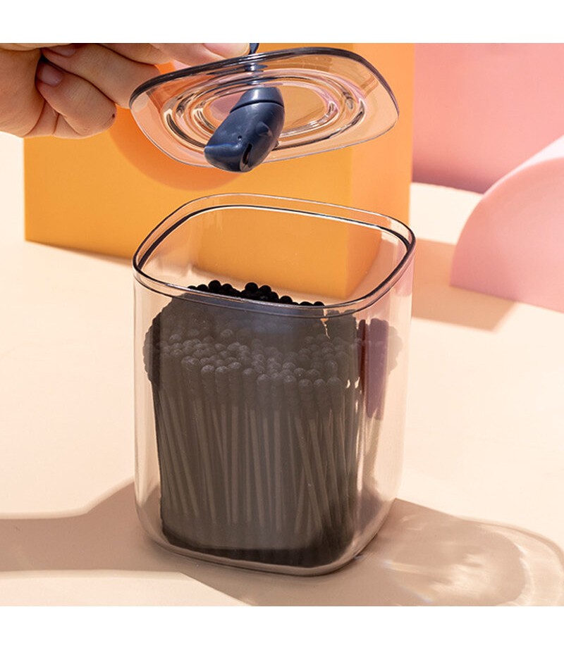Creative Animal Pattern Dustproof Transparent Cotton Pads Swabs Sweets Desktop Organizer Storage Box Bottle - 001