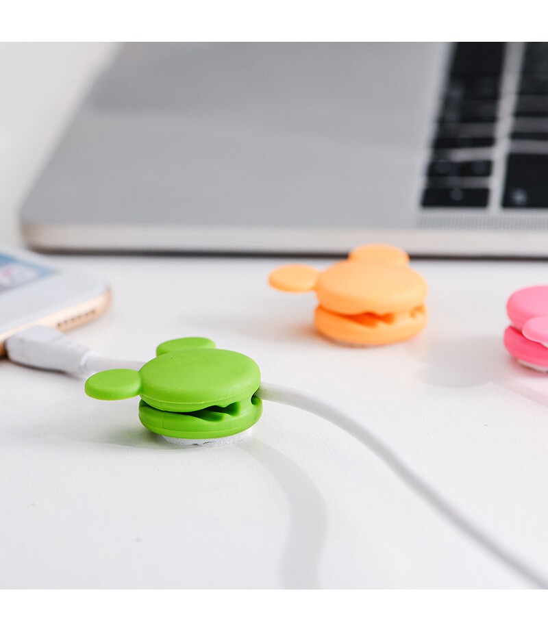 2Pcs Cute Mini Mouse Pattern Multi-function Two-way Winding Desktop Tidy Management Cable Organizer Winder for iPhone X XS Huawe
