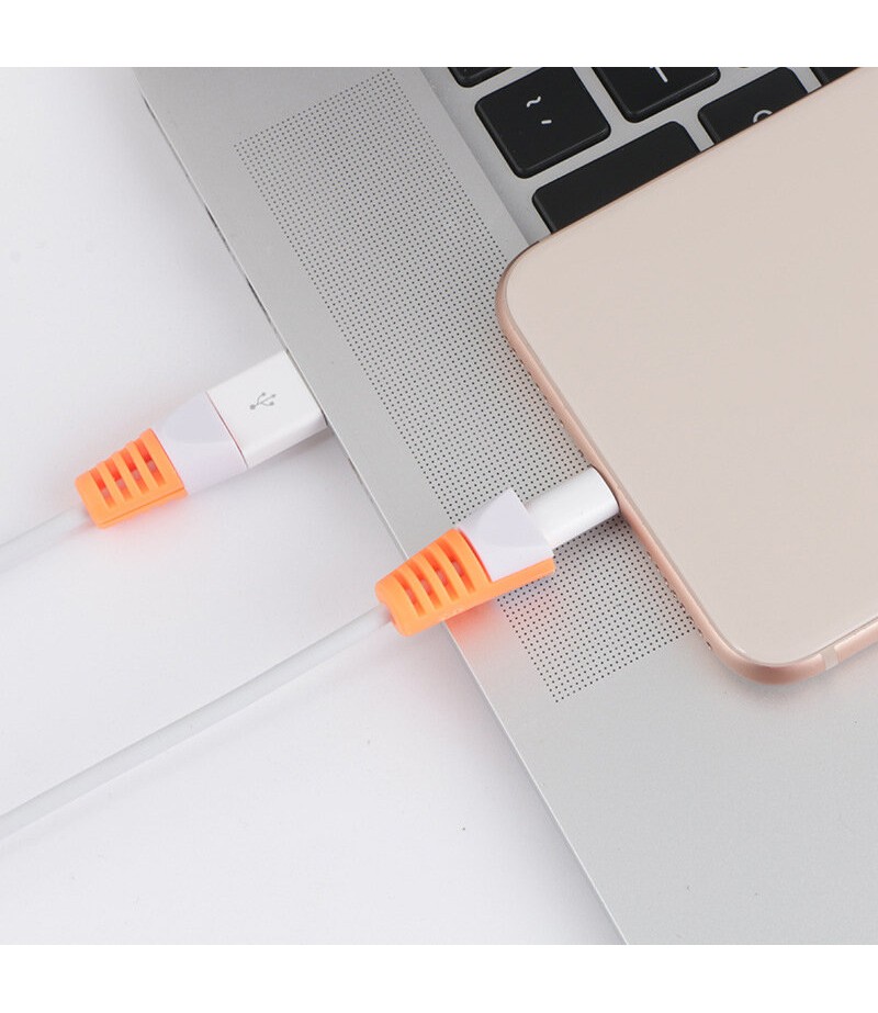 2Pcs Desktop Tidy Management Cable Protector Protective Sleeve Cover for iPhone Xiaomi Huawei Meizu -  Pink