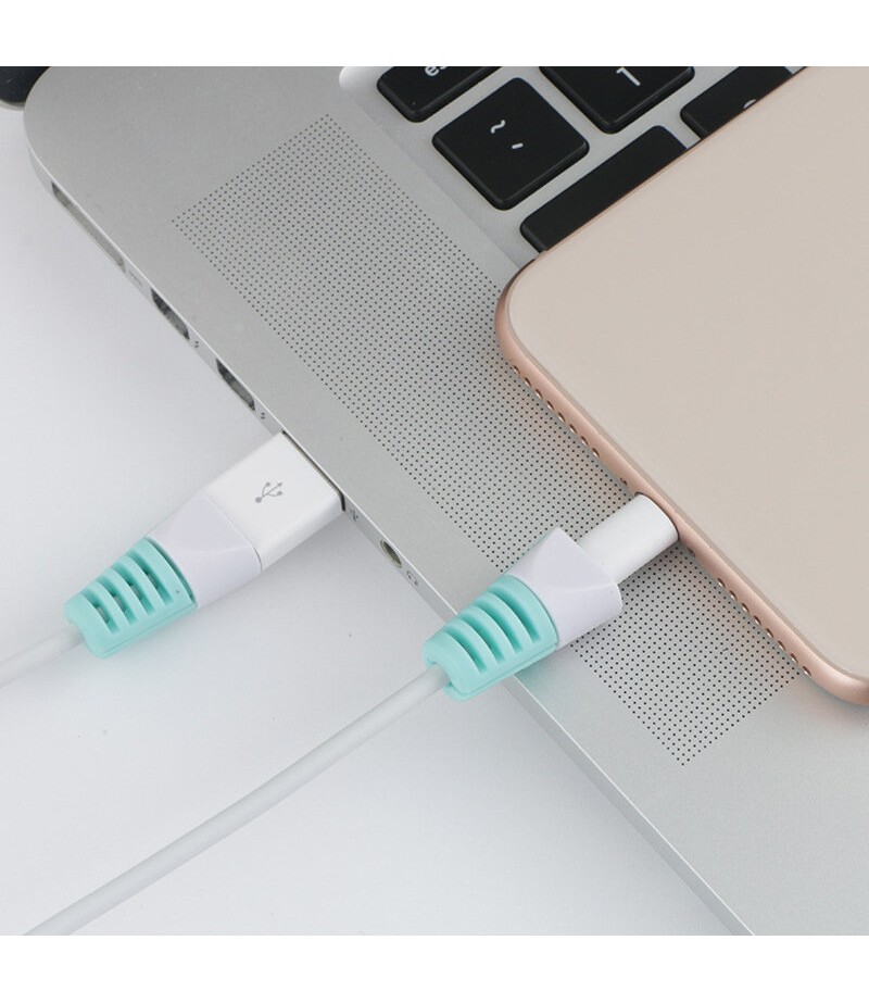 2Pcs Desktop Tidy Management Cable Protector Protective Sleeve Cover for iPhone Xiaomi Huawei Meizu -  Pink