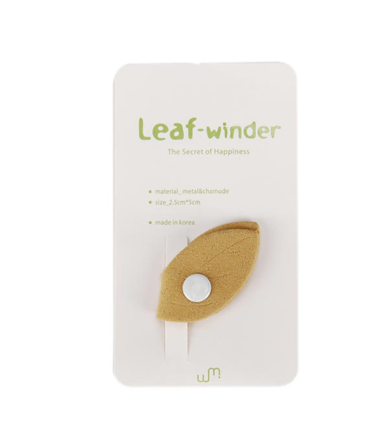 Leaf-type Bobbin Winder Soft Synthetic Leather Earphone Wire Cable Organizer