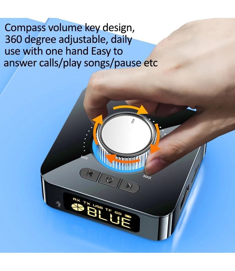  M5 Digital Display bluetooth V5.0 Audio Transmitter Receiver Wireless 3.5mm Aux / 2RCA Audio Adapter / Support USB Disk T