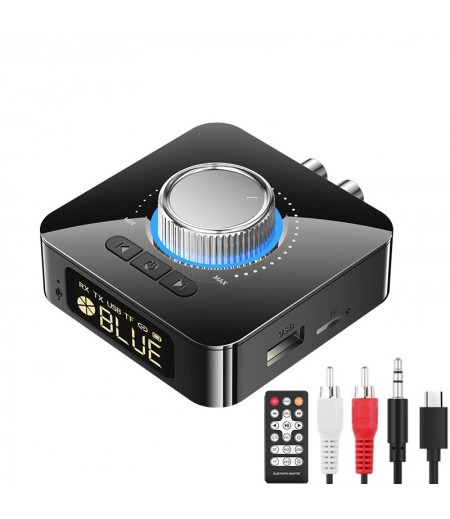 M5 Digital Display bluetooth V5.0 Audio Transmitter Receiver Wireless 3.5mm Aux / 2RCA Audio Adapter / Support USB Disk T
