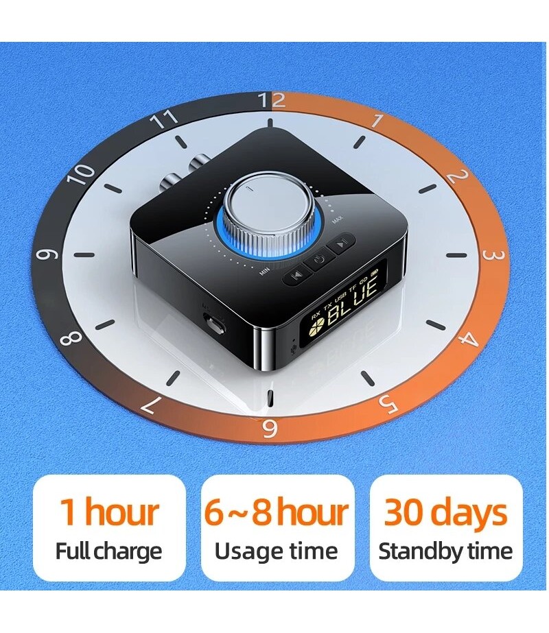  M5 Digital Display bluetooth V5.0 Audio Transmitter Receiver Wireless 3.5mm Aux / 2RCA Audio Adapter / Support USB Disk T