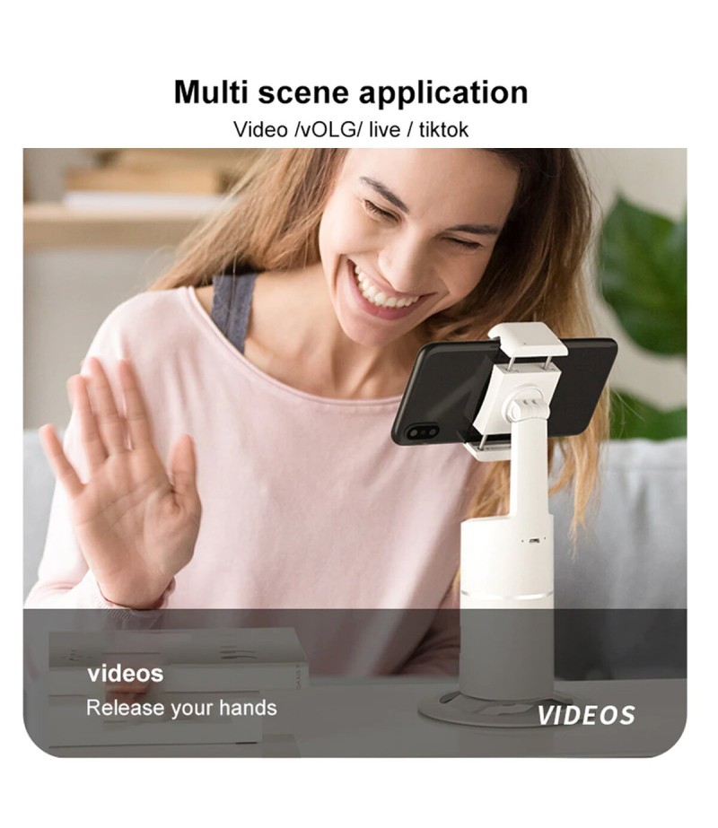 360 Degree Intelligent Rotation Auto AI Recognition Face Object Tracking Gimbal Vlog Shooting Smartphone Holder Stabilizer - Pin