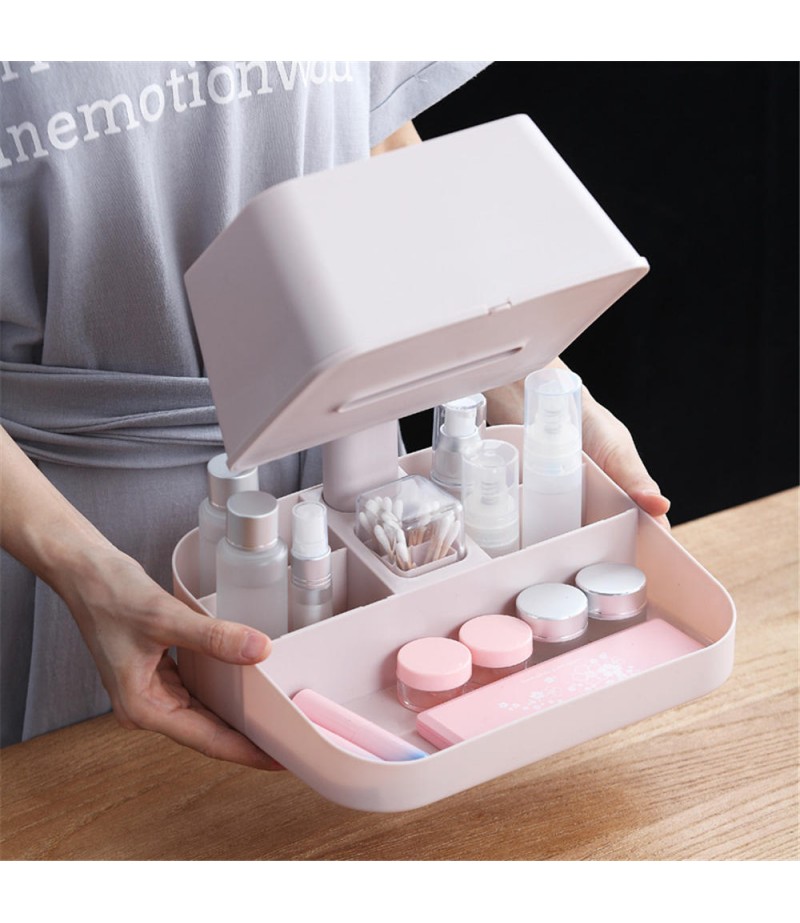  Dressing Box Desktop Large Capacity Drawer Integrated Skin Care Lipstick Makeup Remote Control Tissue Organizer Box Stora