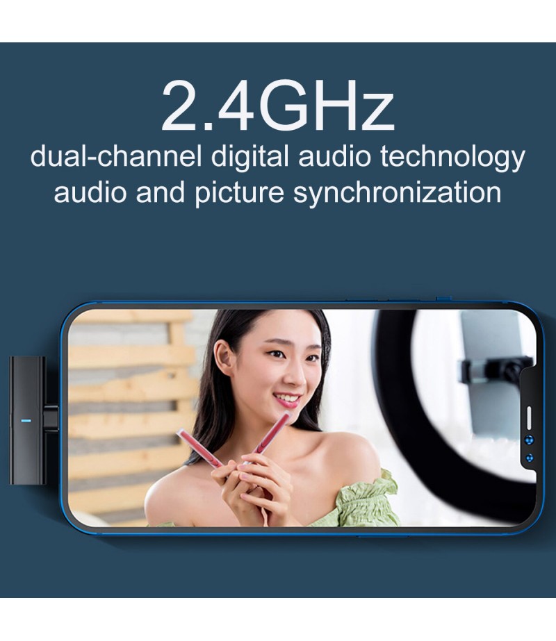 Type-C/ IOS Interface Noise Reduction Wireless Lavalier Microphone Clip-on Lapel Mic For iPhone Audio Video Recording - 001