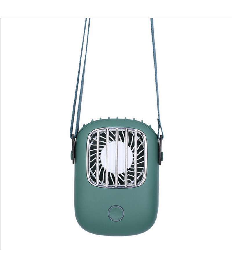 Handheld/ Desktop/ Hanging Neck USB Rechargeable 3-Gear Wind-Speed Mini Pocket Fan - White