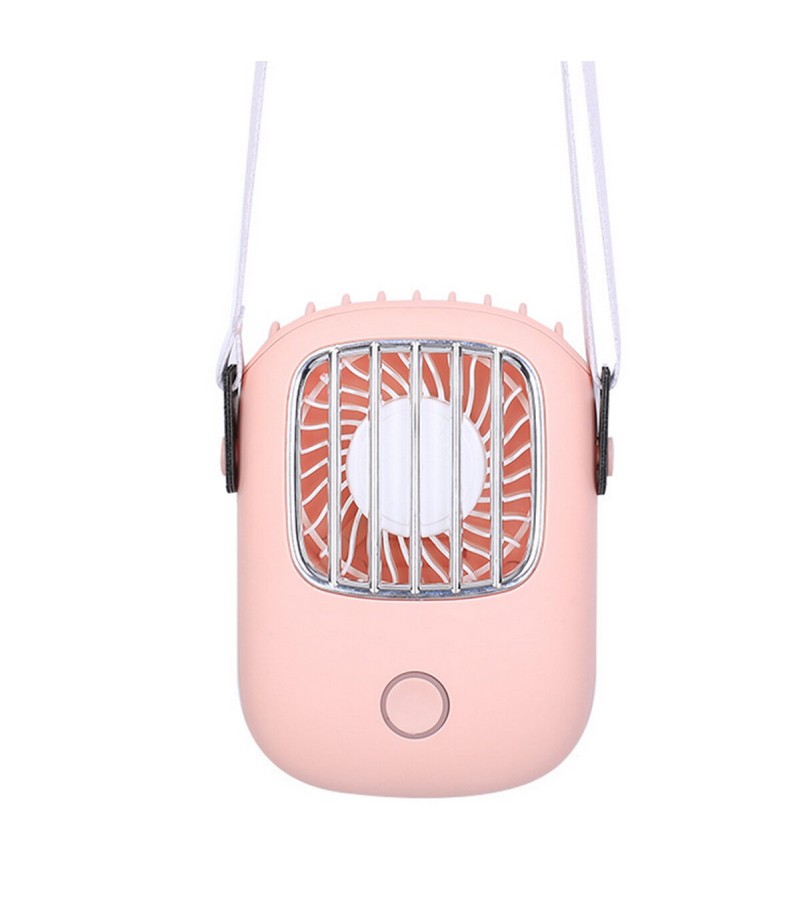 Handheld/ Desktop/ Hanging Neck USB Rechargeable 3-Gear Wind-Speed Mini Pocket Fan - White