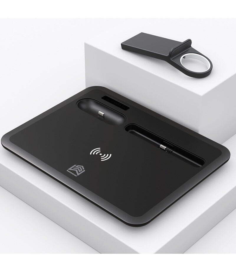 5-IN-1 15W Qi Wireless Charger Charging Pad Stand Dock Mobile Phone Holder Stand for iPhone iWatch Airpods - Black