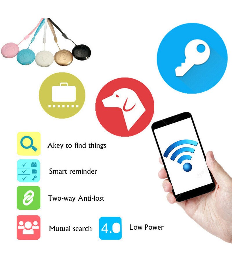Mini Smart Tag bluetooth Tracker Locator Alarm Wallet Finder Alarm Patch For IOS Android - Pink