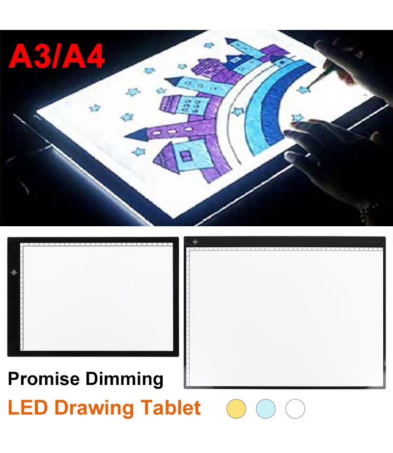 A3/A4 Dimming LED Tracing Light Box Drawing Tattoo Board Pad Table Stencil Arts - A4