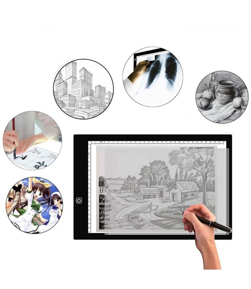 A3/A4 Dimming LED Tracing Light Box Drawing Tattoo Board Pad Table Stencil Arts - A4