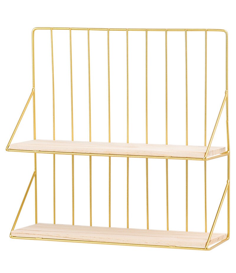  Wrought Rron Double Wall Rack Holder Creative Desktop Storage Organizer - Black