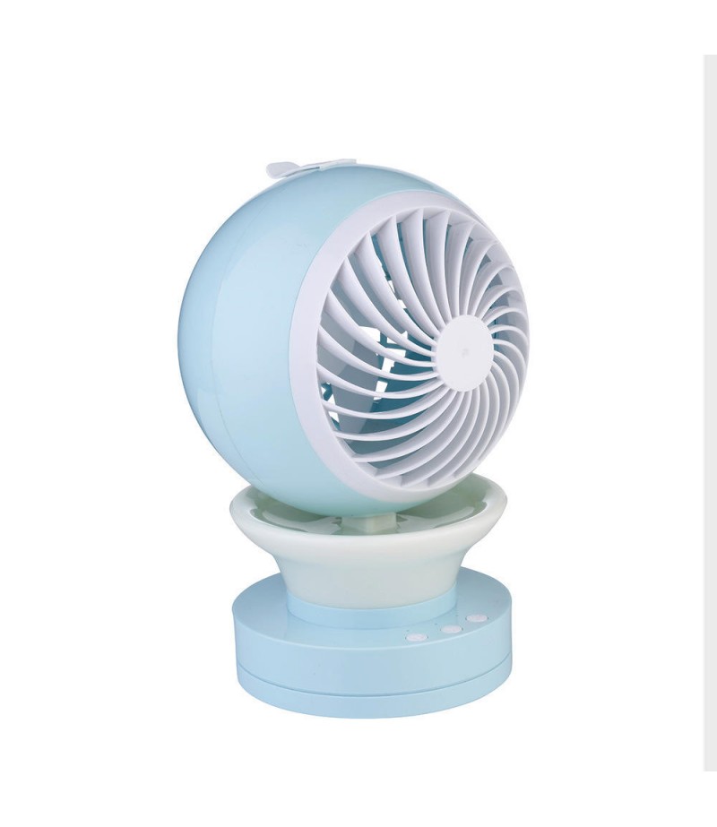 LED luminous spray humidification USB Charging Portable Mini Fan - Blue