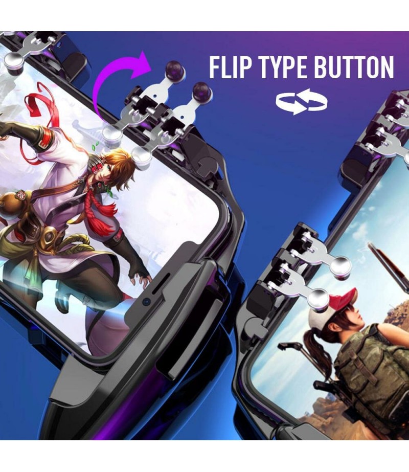  Six Finger PUBG Game Controller Gamepad Trigger Shooting Free Fire Cooling Fan Gamepad Joystick For IOS Android Mobile Ph