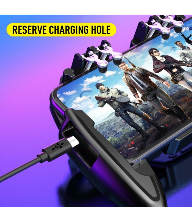  Six Finger PUBG Game Controller Gamepad Trigger Shooting Free Fire Cooling Fan Gamepad Joystick For IOS Android Mobile Ph