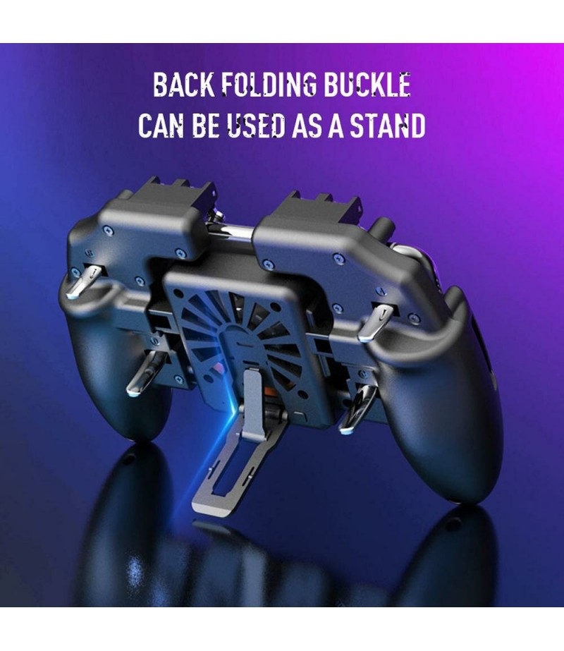  Six Finger PUBG Game Controller Gamepad Trigger Shooting Free Fire Cooling Fan Gamepad Joystick For IOS Android Mobile Ph