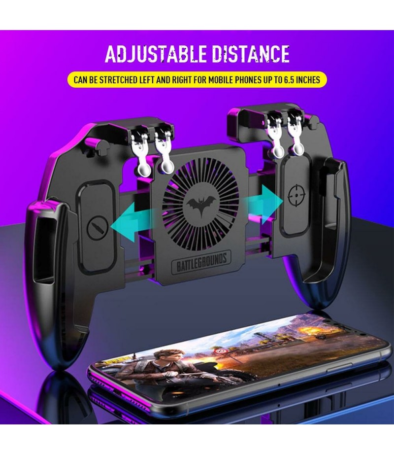  Six Finger PUBG Game Controller Gamepad Trigger Shooting Free Fire Cooling Fan Gamepad Joystick For IOS Android Mobile Ph