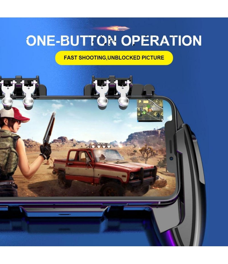  Six Finger PUBG Game Controller Gamepad Trigger Shooting Free Fire Cooling Fan Gamepad Joystick For IOS Android Mobile Ph