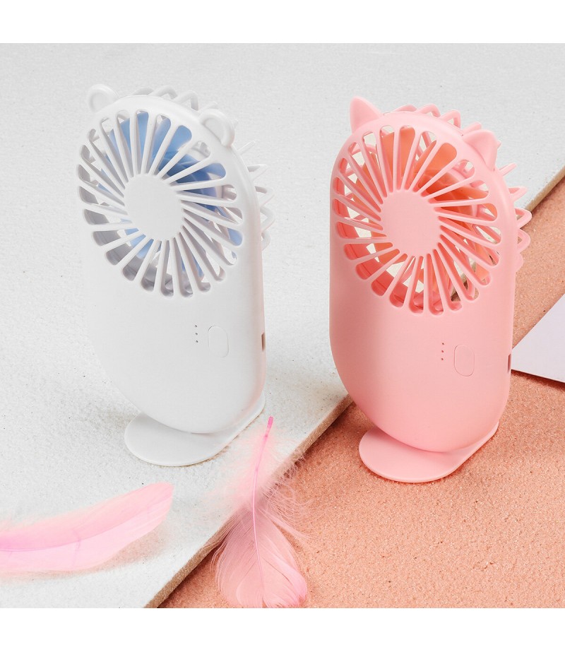 Summer Portable Handheld/ Desktop USB Rechargeable 3-Gear Wind-Speed Mini Pocket Fan - White