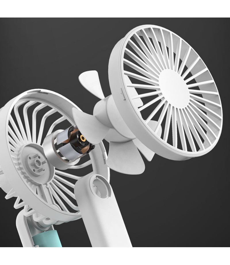 Qualitell Folding FanThree Adjustable Wind Speed Desktop Fan 180 ° Folding Handheld Fan Portable USB Rechargeable Cooling Fan