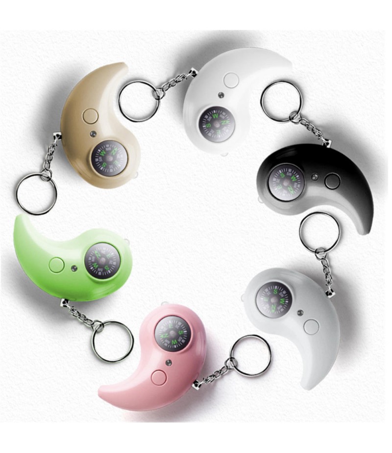  LED Light 130db Security Protect Alertersonal Emergency  Anti-wolf Alarm Loud Compass Keychain  - Green