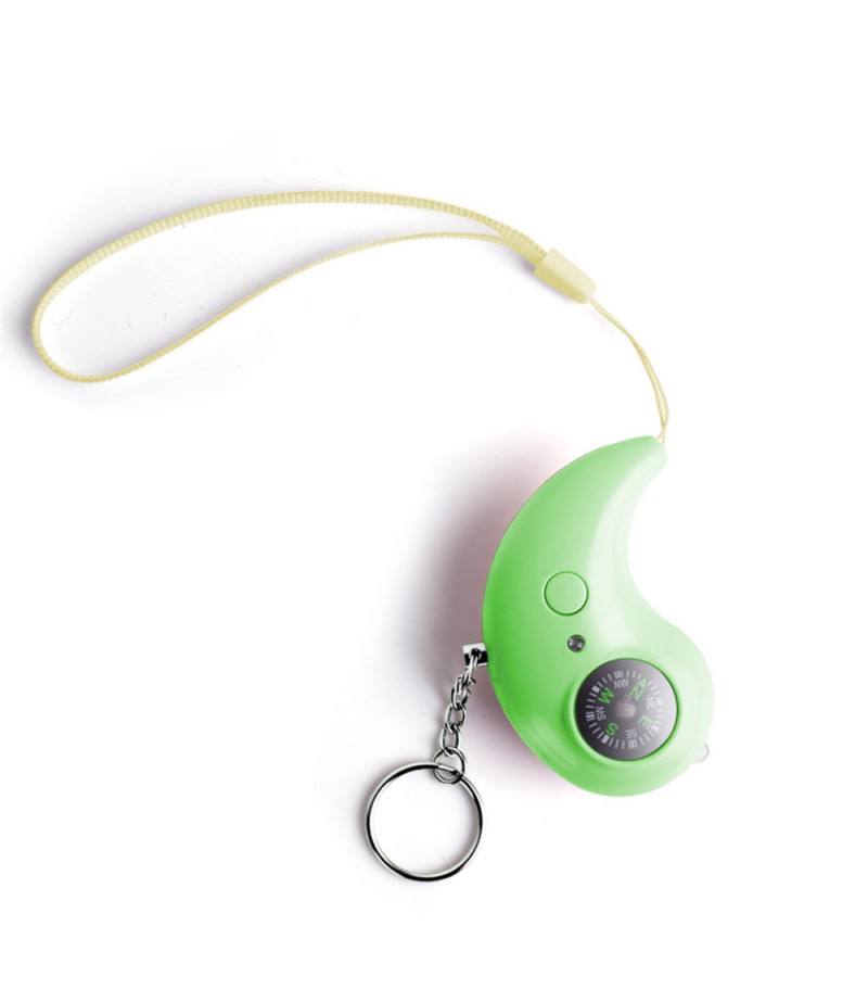  LED Light 130db Security Protect Alertersonal Emergency  Anti-wolf Alarm Loud Compass Keychain  - Green