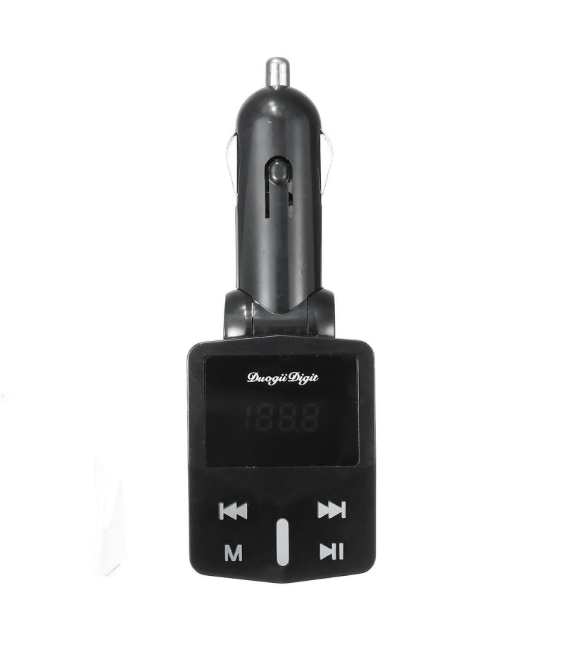 1.2″ LED Display Car Kit MP3 Player FM Transmitter Modulator MicroSD Car Charger For iphoneX Samsung - Black
