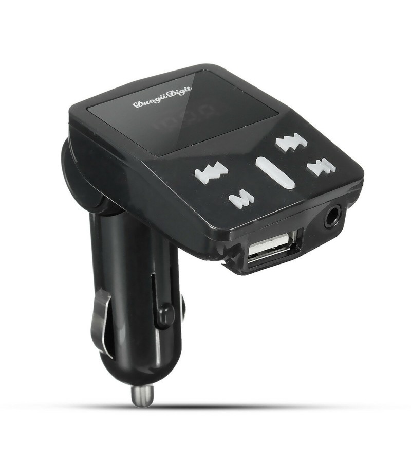 1.2″ LED Display Car Kit MP3 Player FM Transmitter Modulator MicroSD Car Charger For iphoneX Samsung - Black