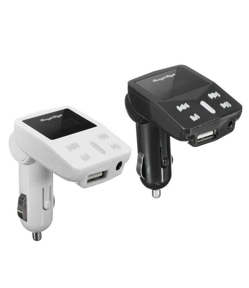 1.2″ LED Display Car Kit MP3 Player FM Transmitter Modulator MicroSD Car Charger For iphoneX Samsung - Black