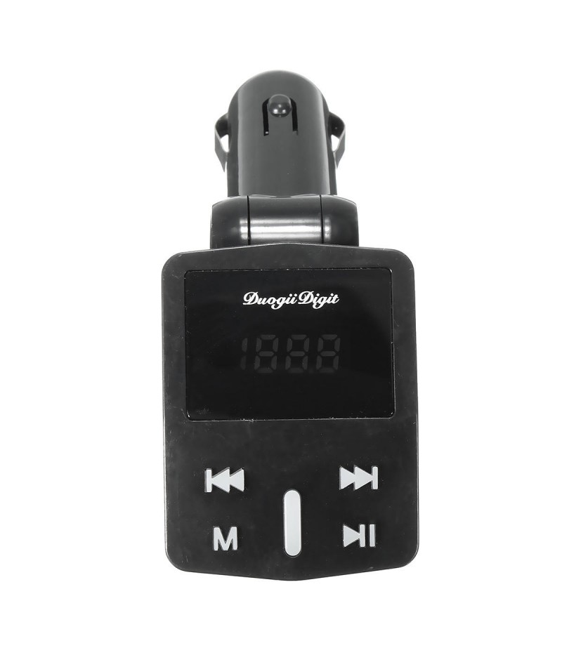 1.2″ LED Display Car Kit MP3 Player FM Transmitter Modulator MicroSD Car Charger For iphoneX Samsung - Black