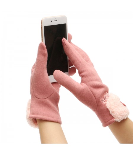 Women Winter Gloves Touch Screen Warm Gloves Outdoor Driving Gloves For Smartphone - Pink