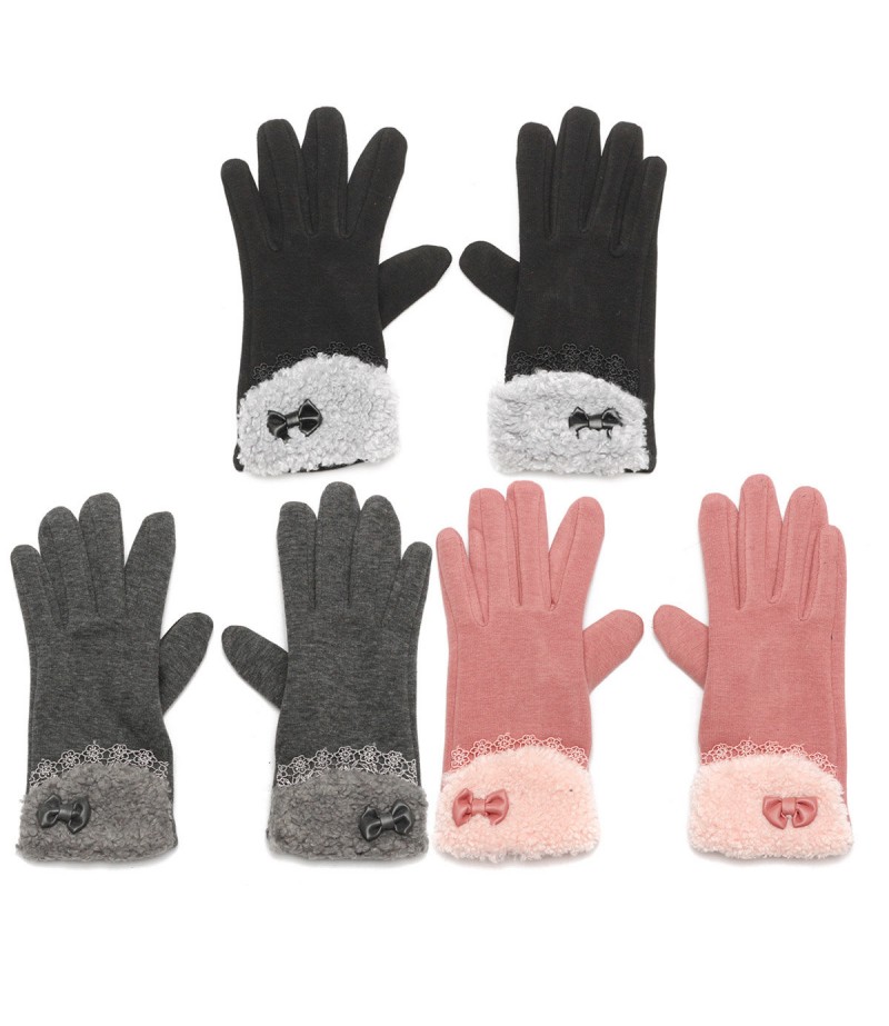Women Winter Gloves Touch Screen Warm Gloves Outdoor Driving Gloves For Smartphone - Pink