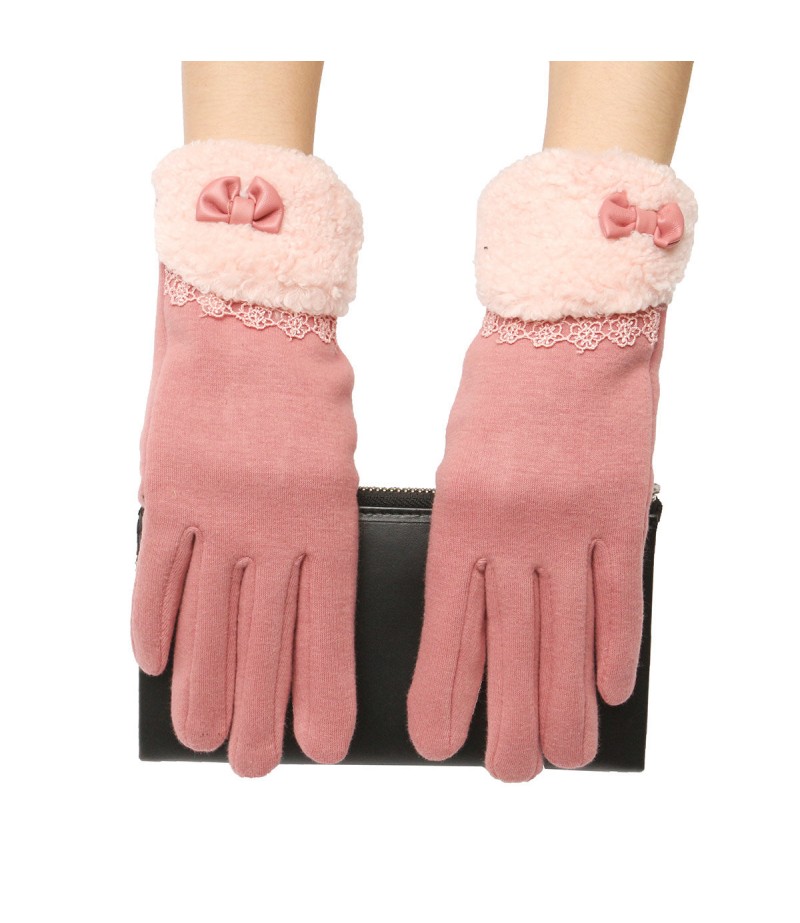 Women Winter Gloves Touch Screen Warm Gloves Outdoor Driving Gloves For Smartphone - Pink