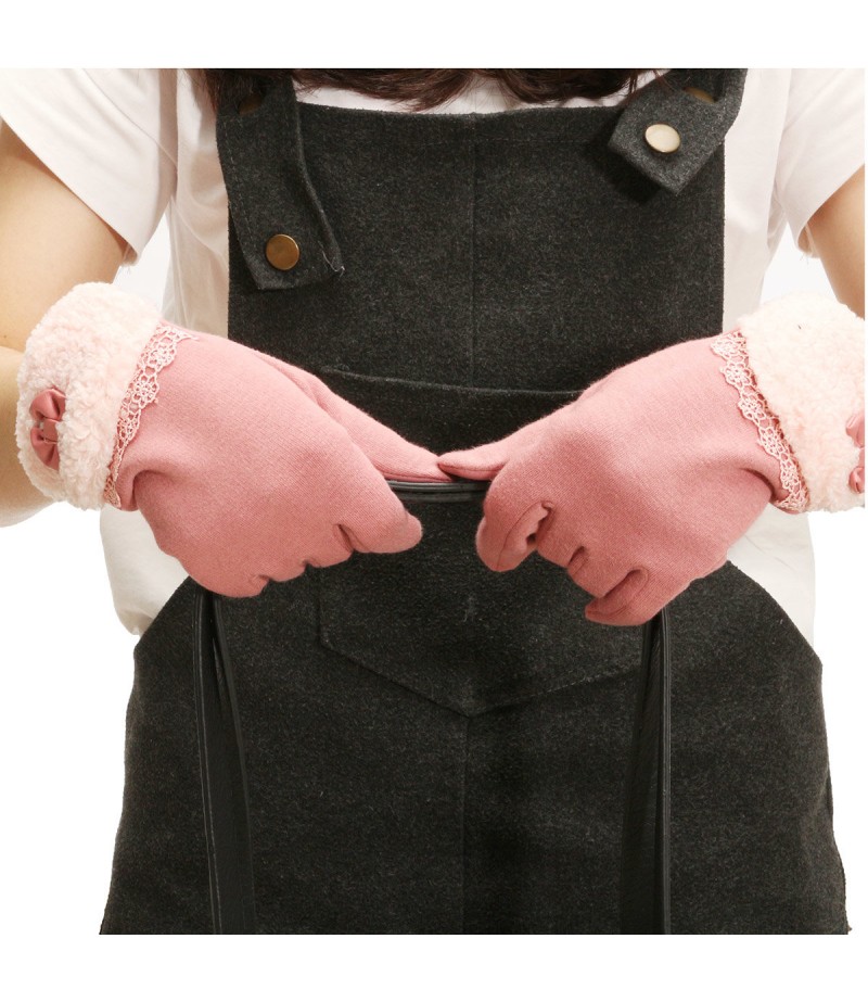 Women Winter Gloves Touch Screen Warm Gloves Outdoor Driving Gloves For Smartphone - Pink