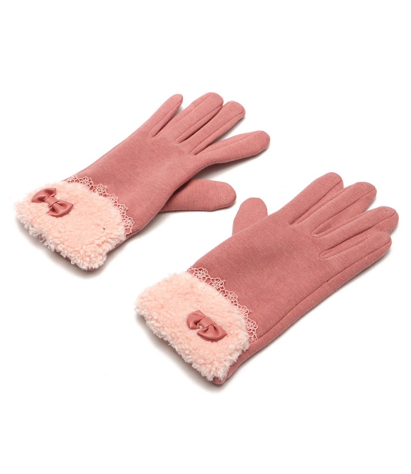 Women Winter Gloves Touch Screen Warm Gloves Outdoor Driving Gloves For Smartphone - Pink