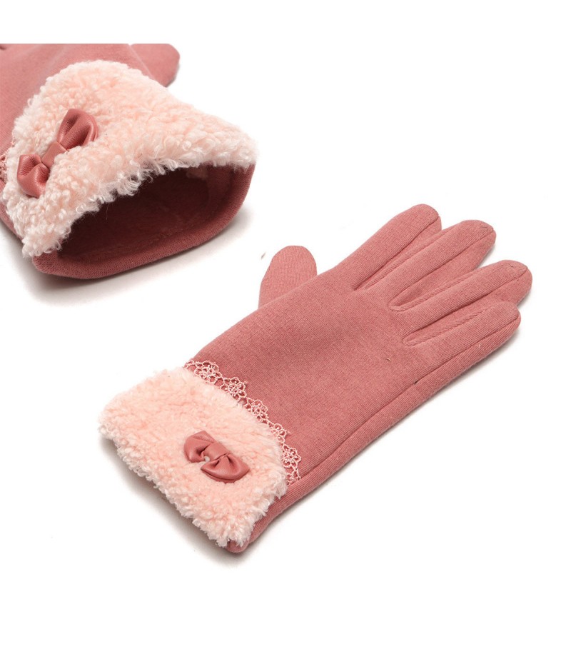 Women Winter Gloves Touch Screen Warm Gloves Outdoor Driving Gloves For Smartphone - Pink